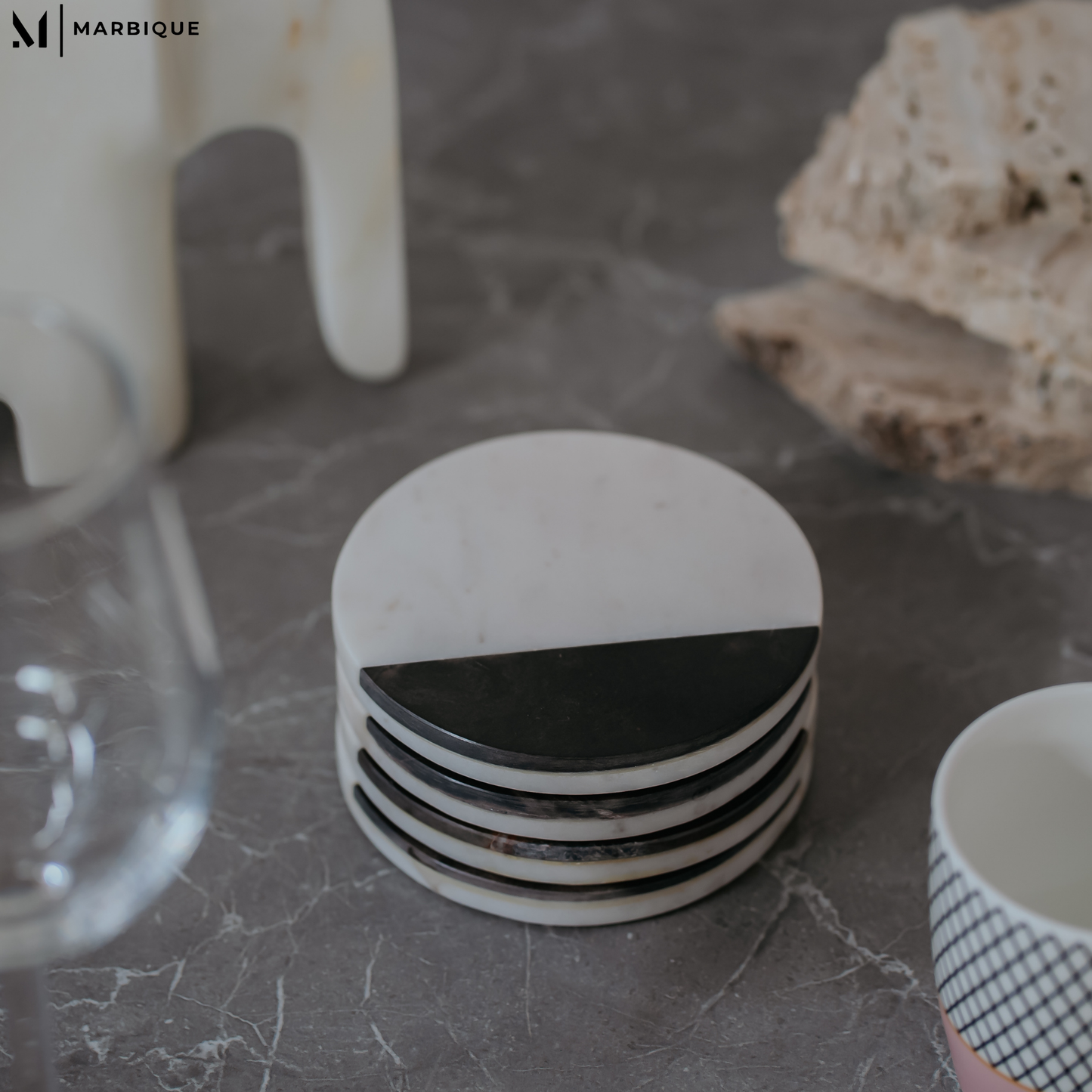 White Marble Coasters Set of 4