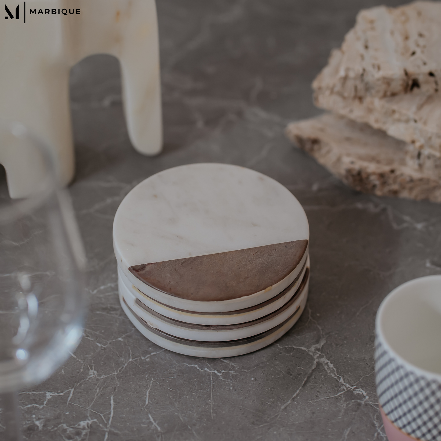 White Marble Coasters Set of 4