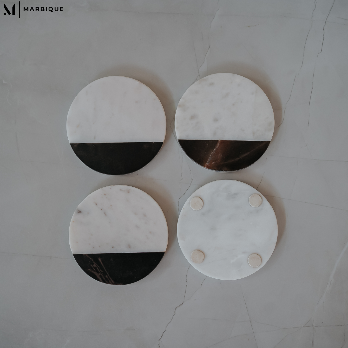 White Marble Coasters Set of 4