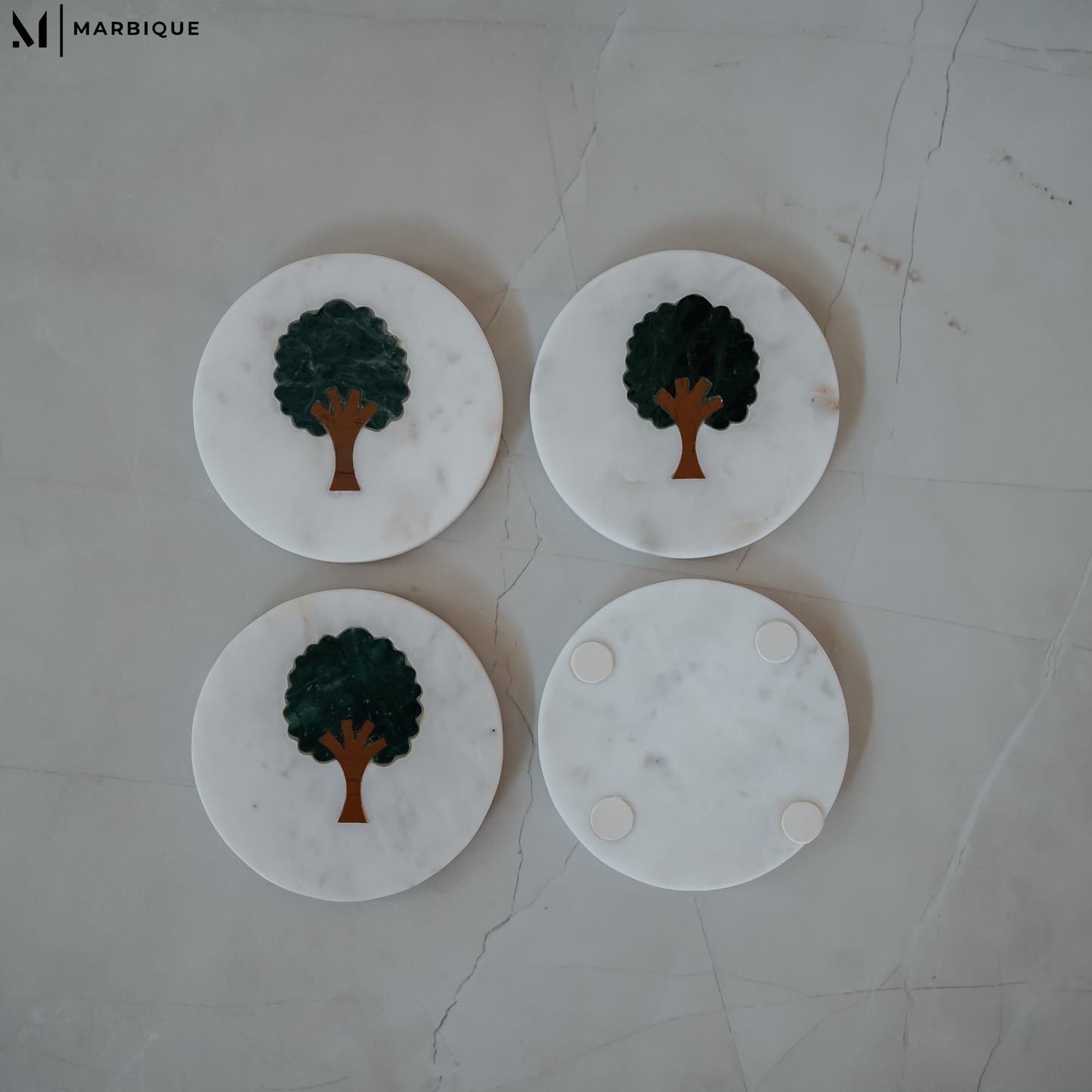 White Marble Coaster Set of 4