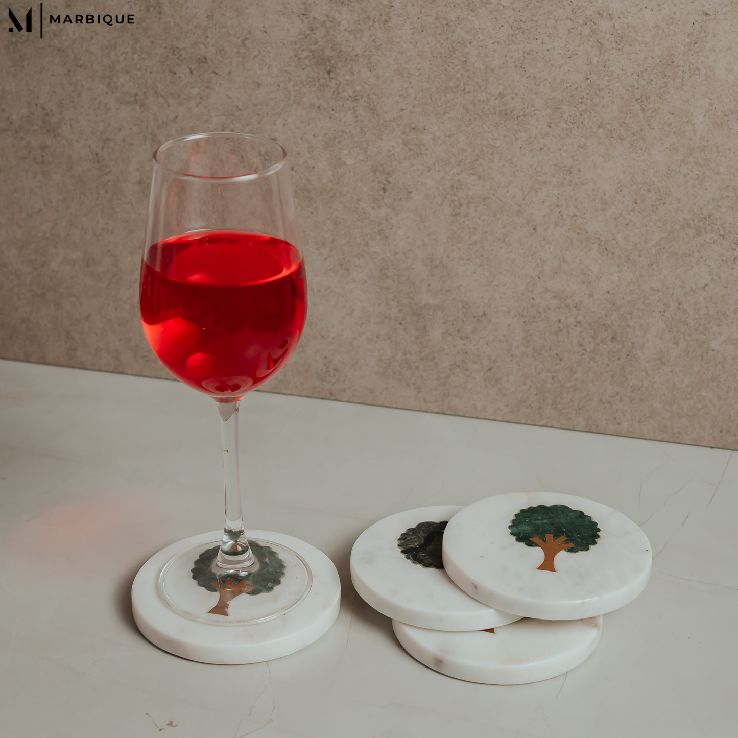 White Marble Coaster Set of 4