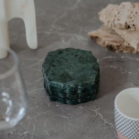 Green Granite Coasters set of 4