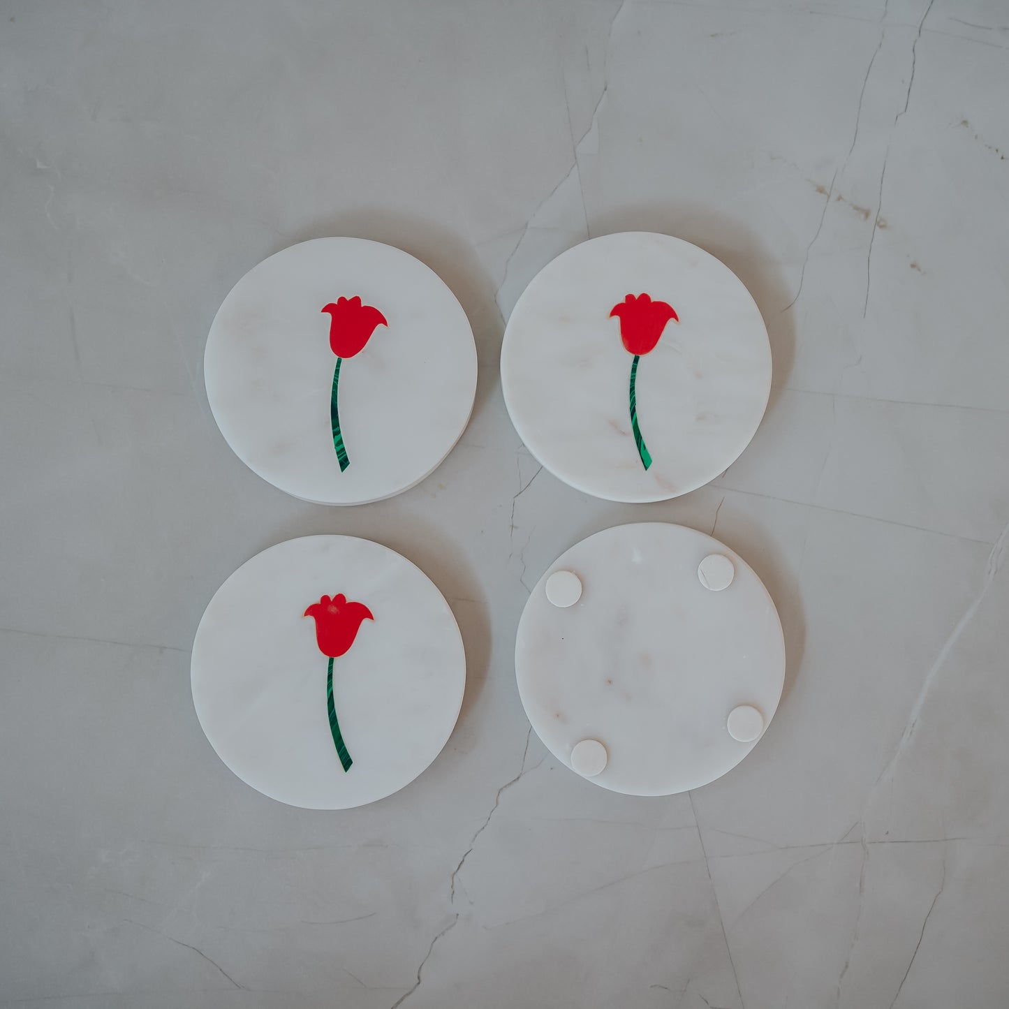 White Marble Coasters set of 4