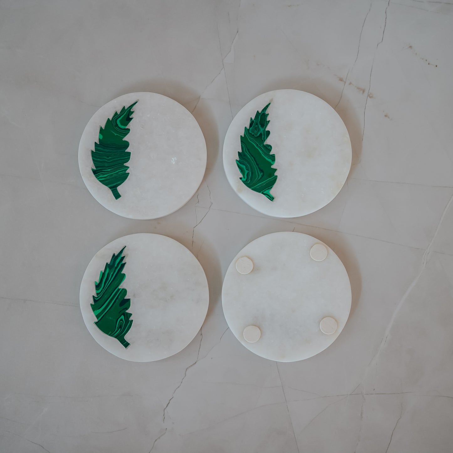 White Marble Coasters Set of 4