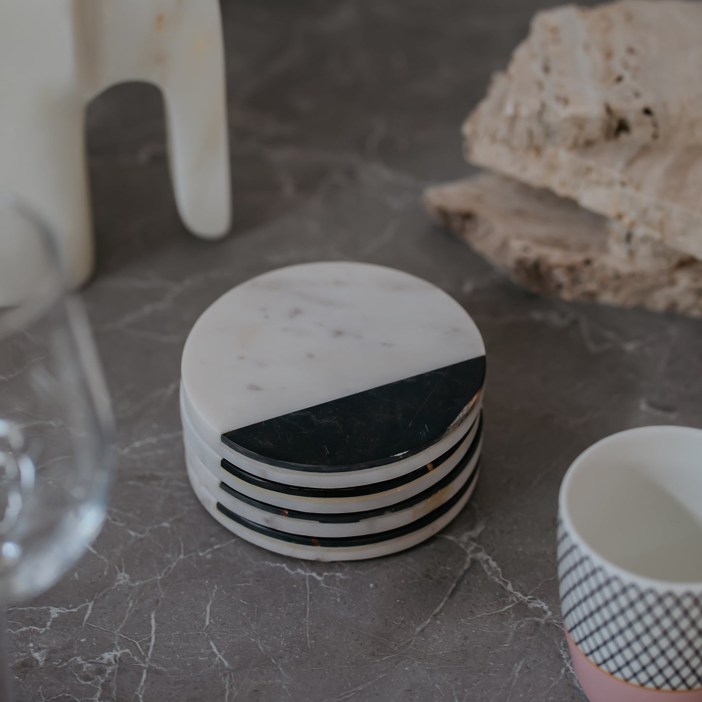 White Marble Coasters Set of 4