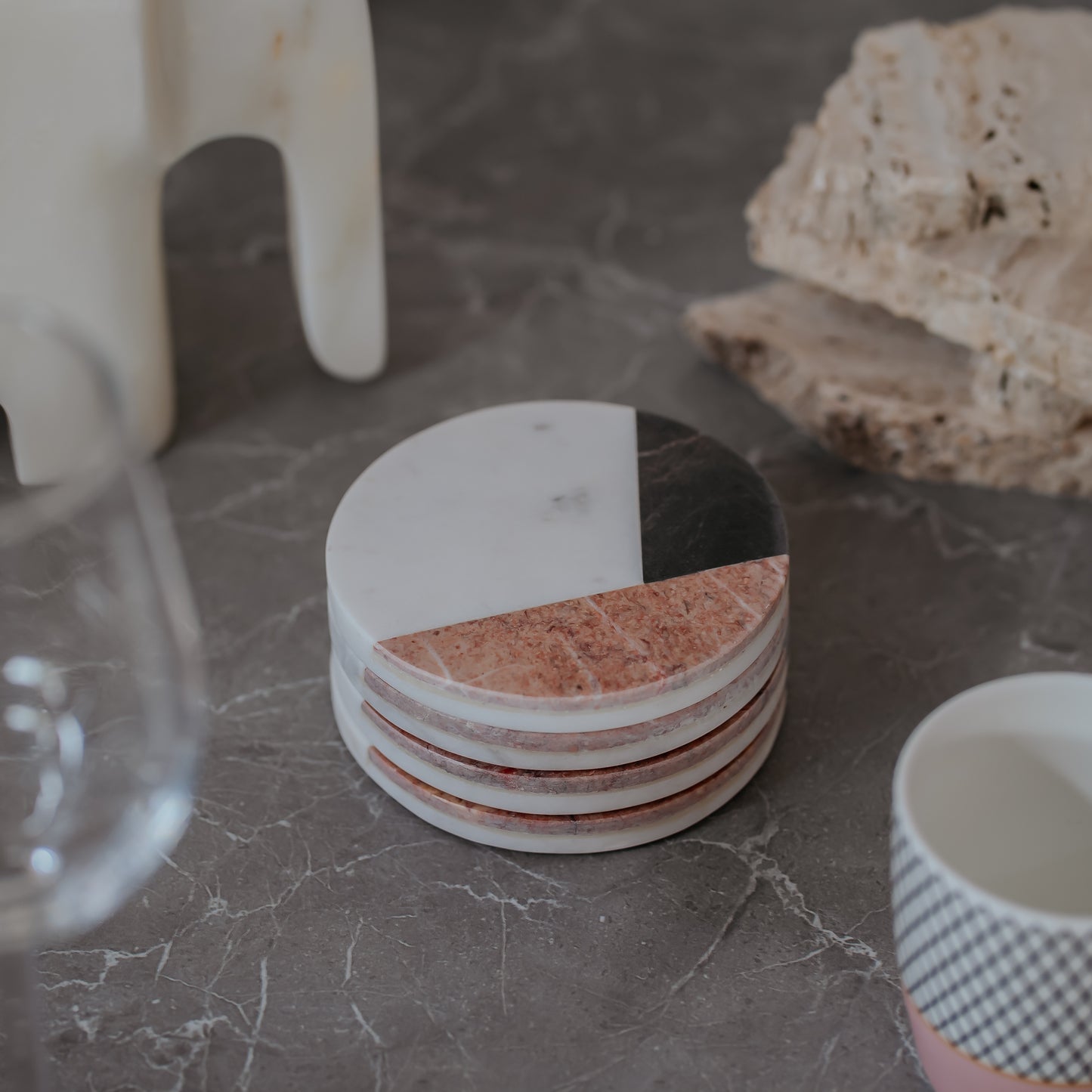 White Marble Coaster Set of 4