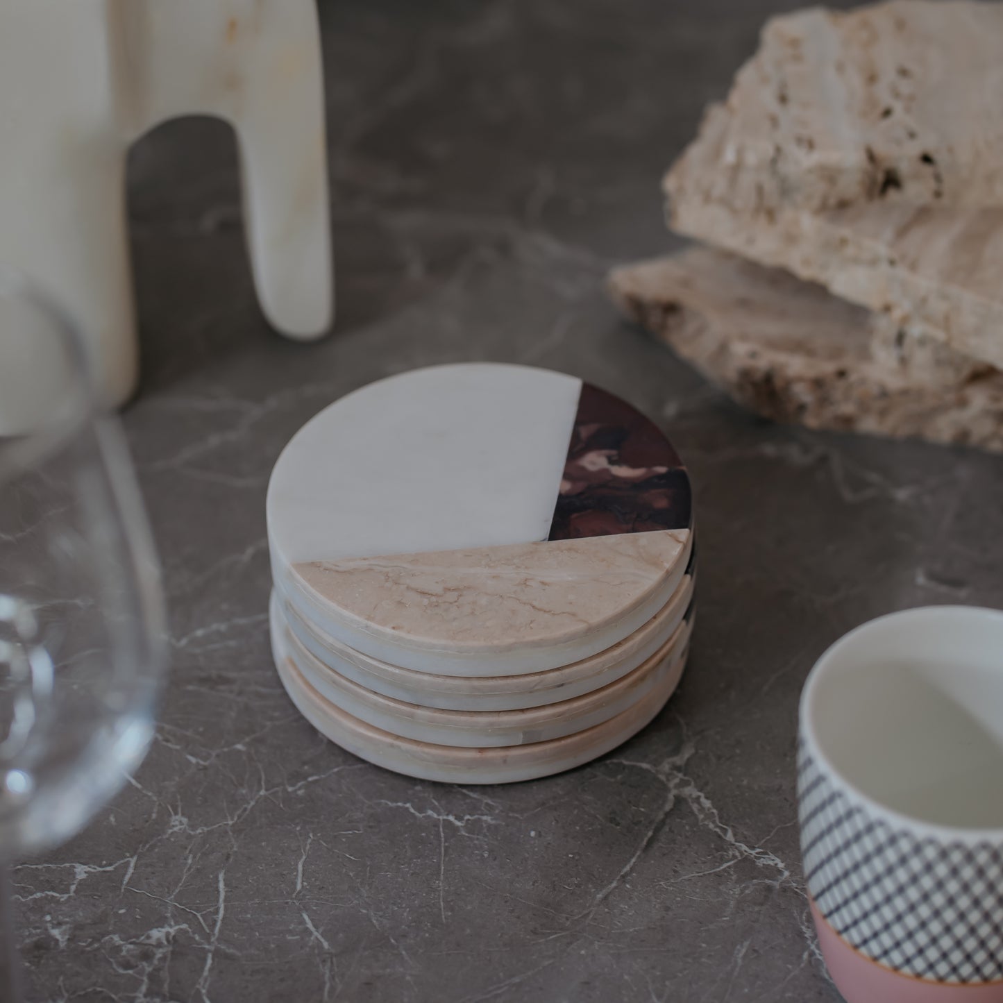 White Marble Coaster Set of 4