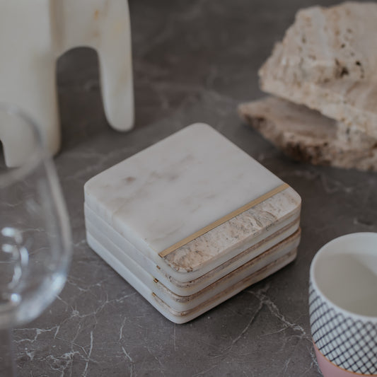 White Marble Coaster Set of 4