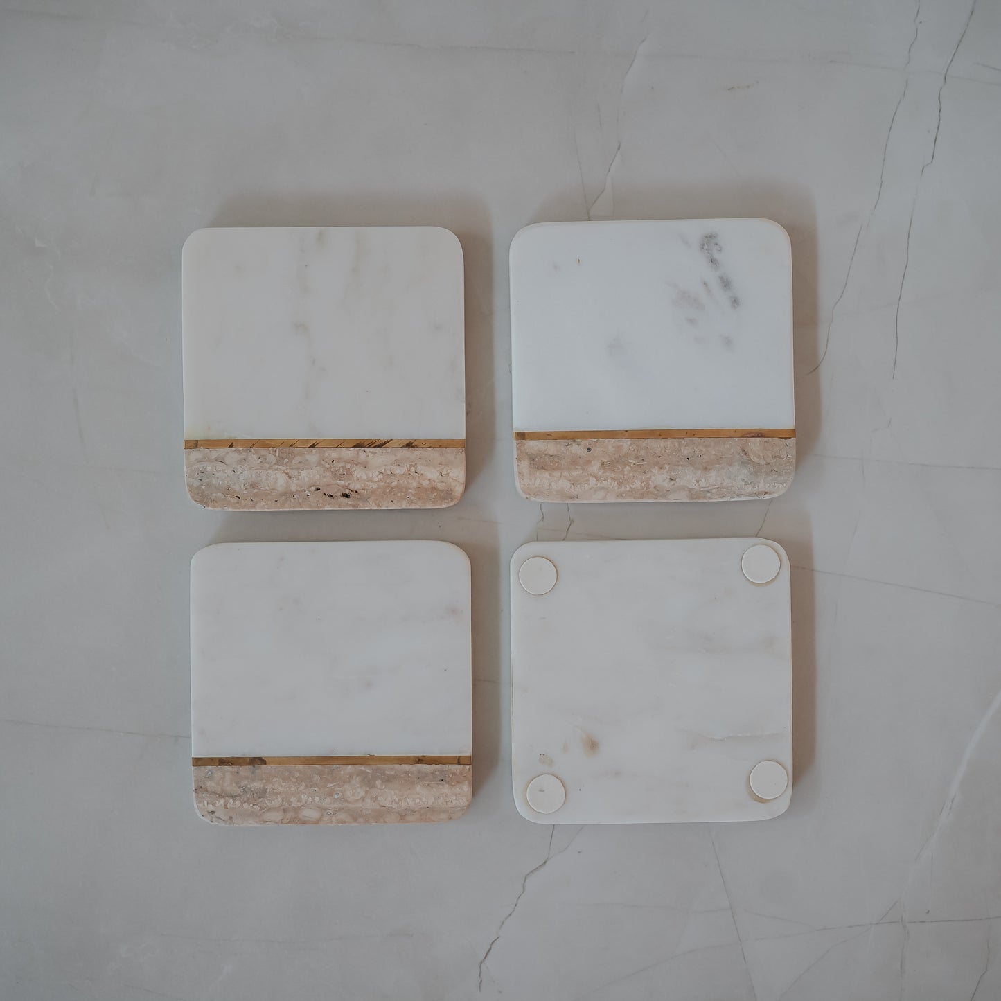 White Marble Coaster Set of 4