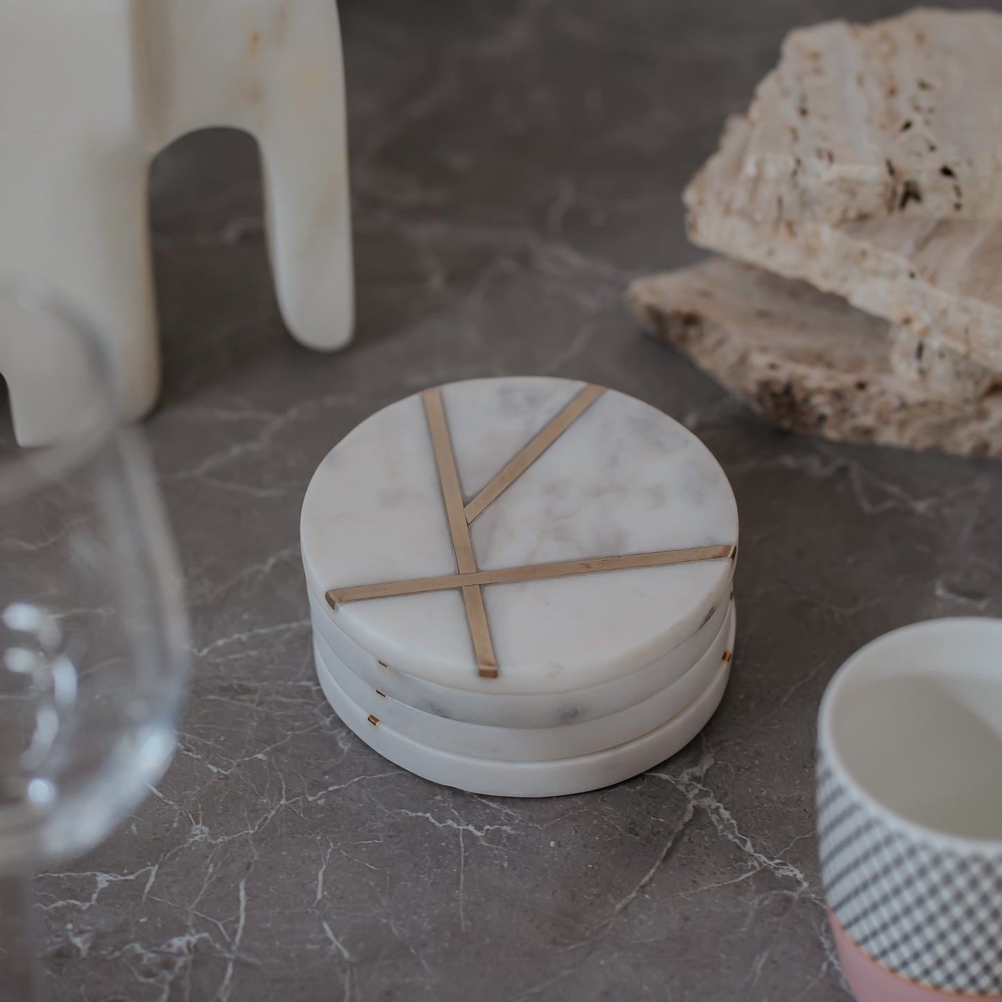 White Marble Coaster Set of 4