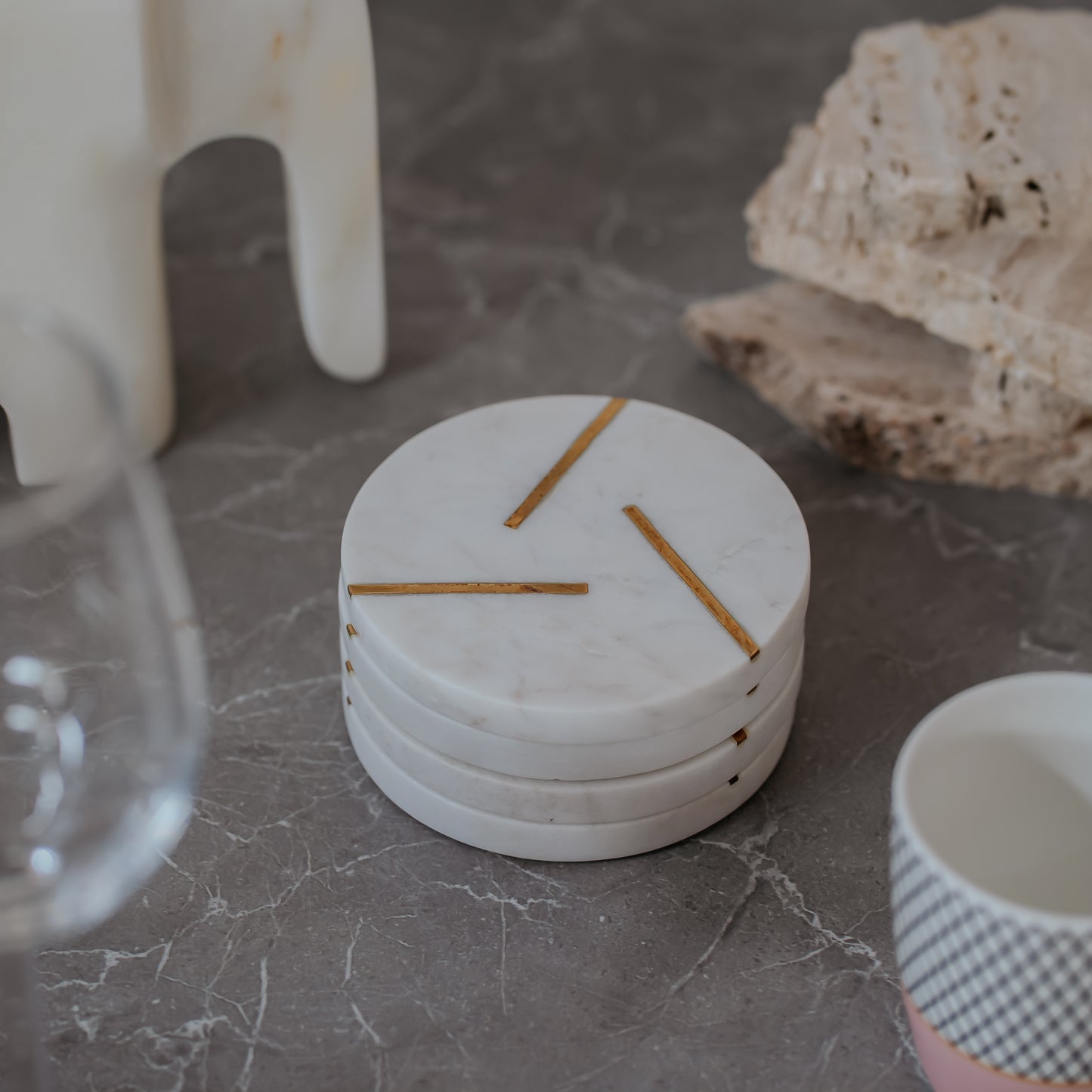 White Marble Coaster Set of 4