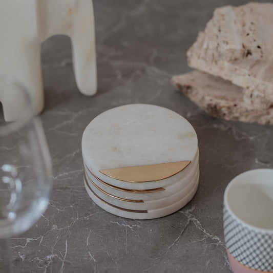 White Marble Coaster Set of 4