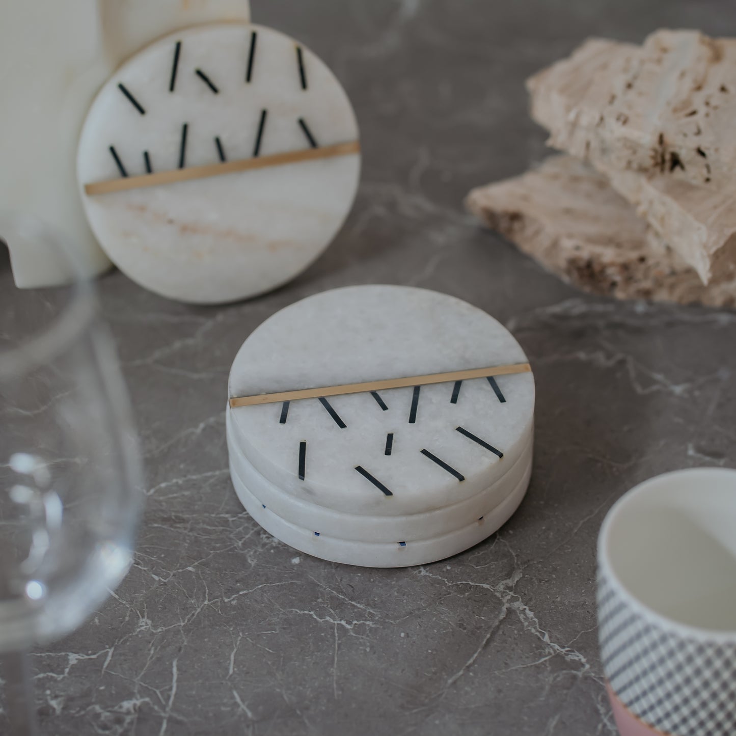 White Marble Coasters Set of 4