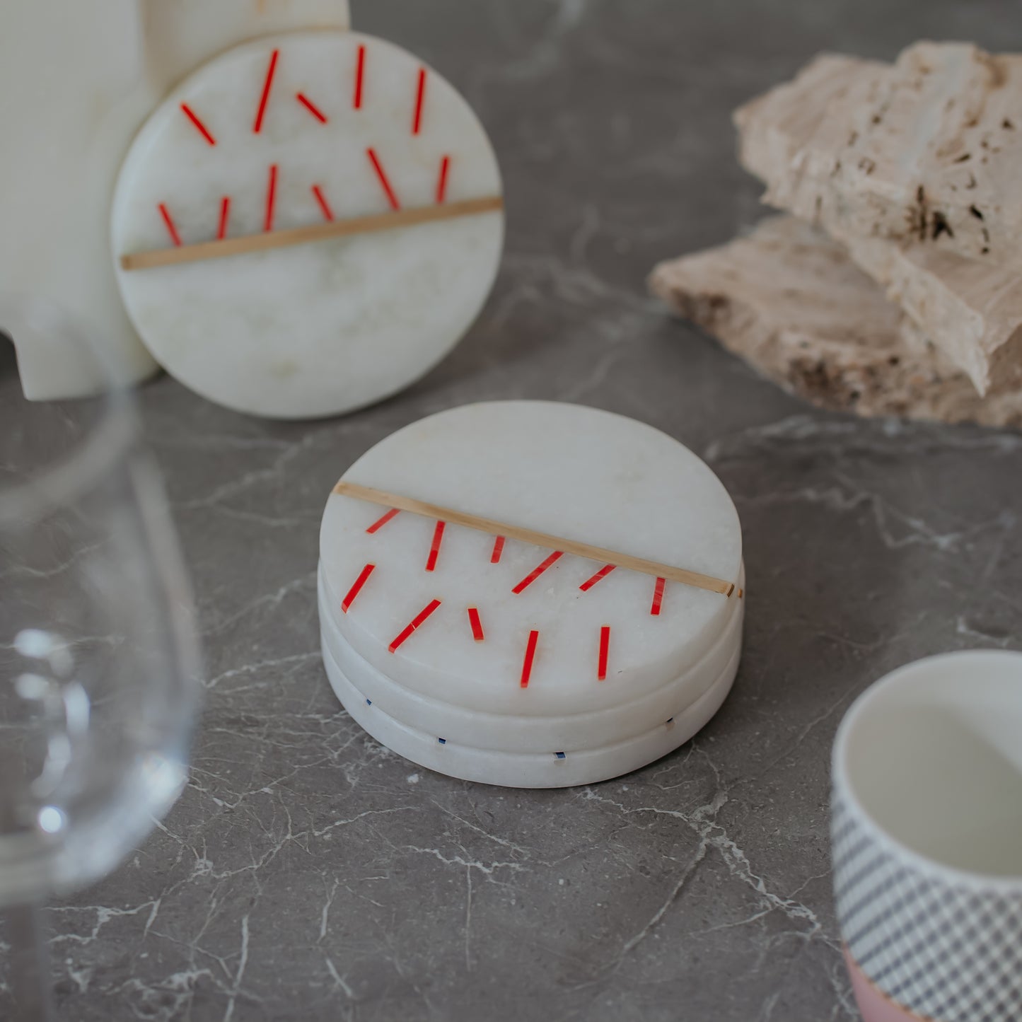 White Marble Coasters Set of 4