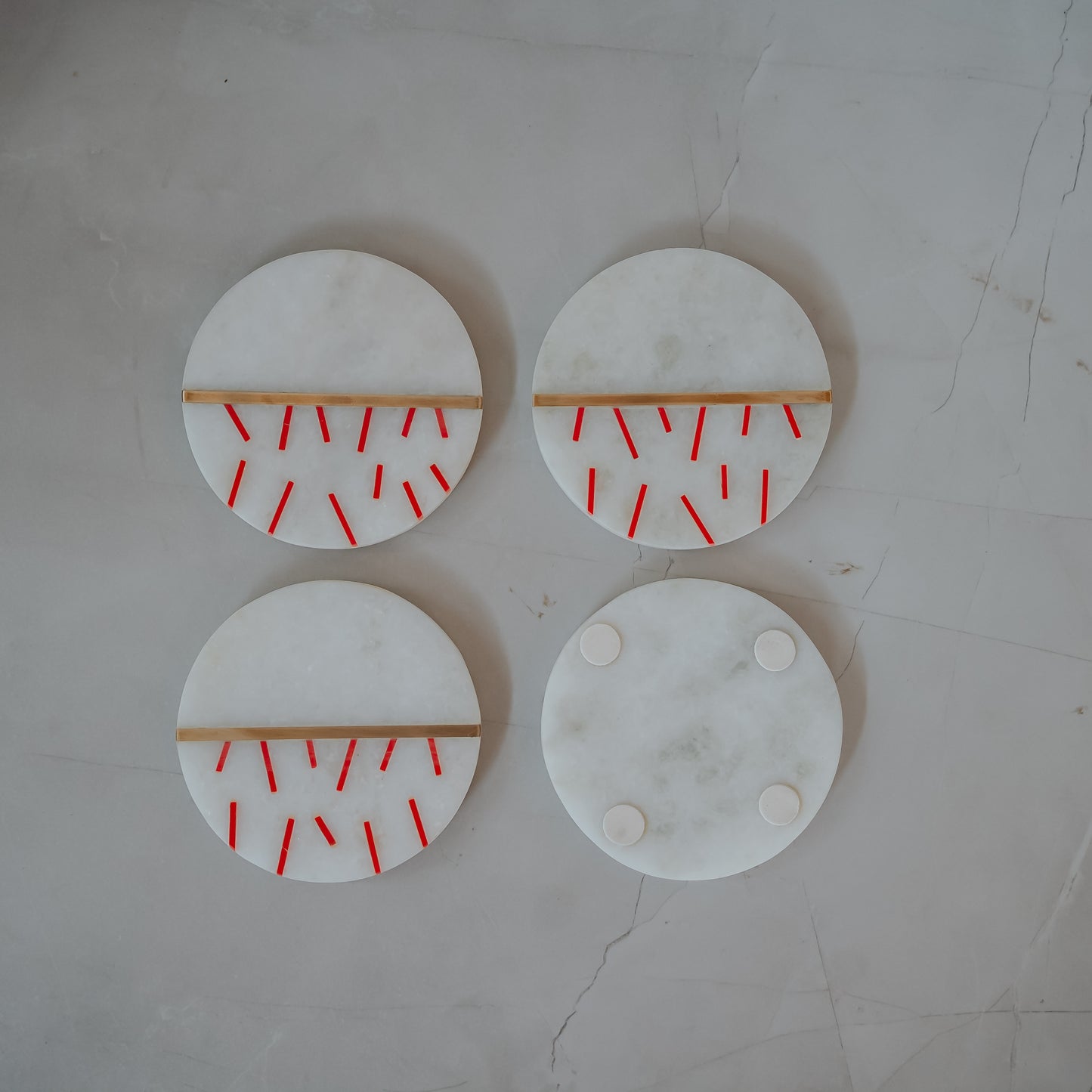 White Marble Coasters Set of 4