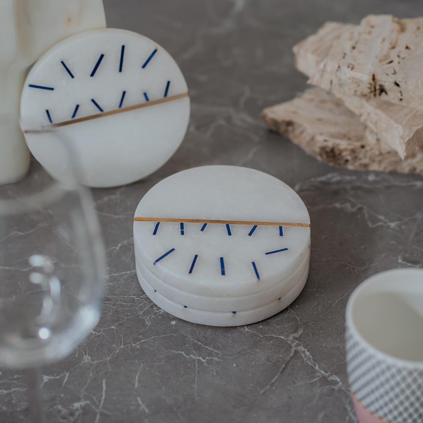 White Marble Coasters Set of 4