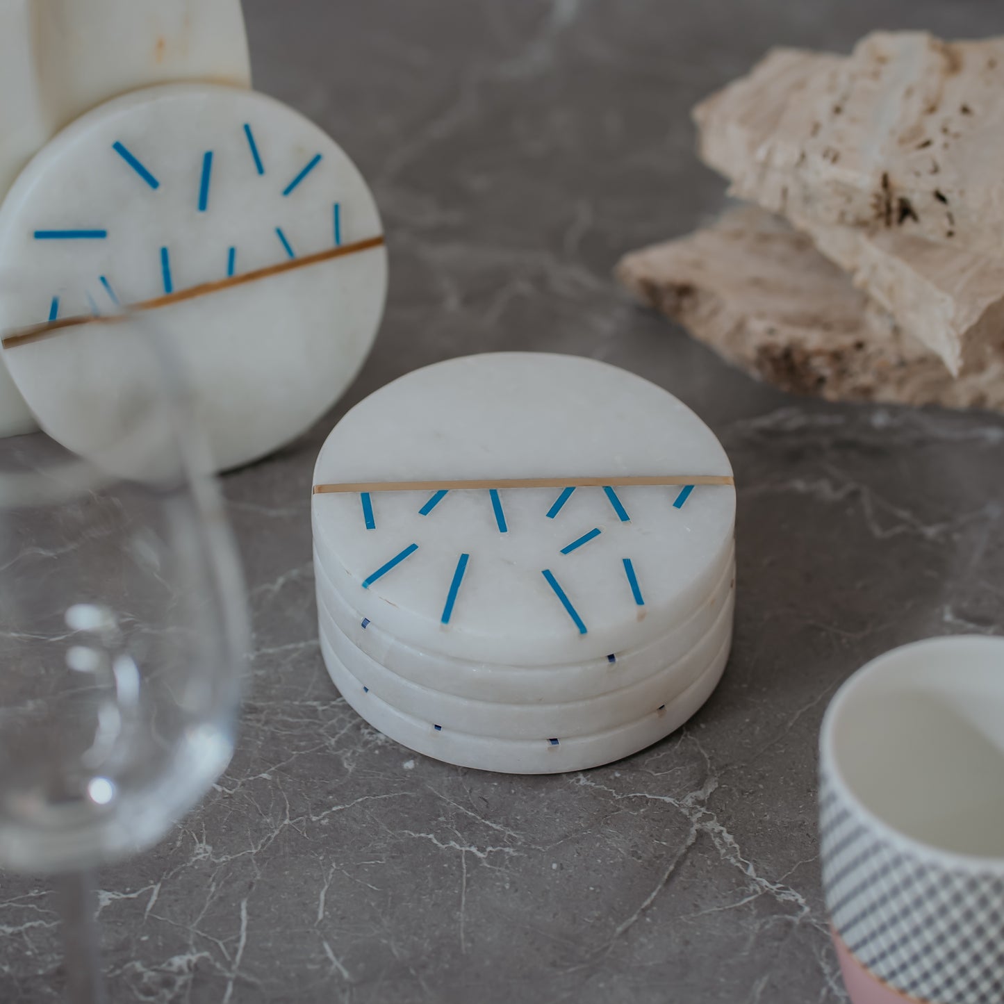 White Marble Coasters Set of 4