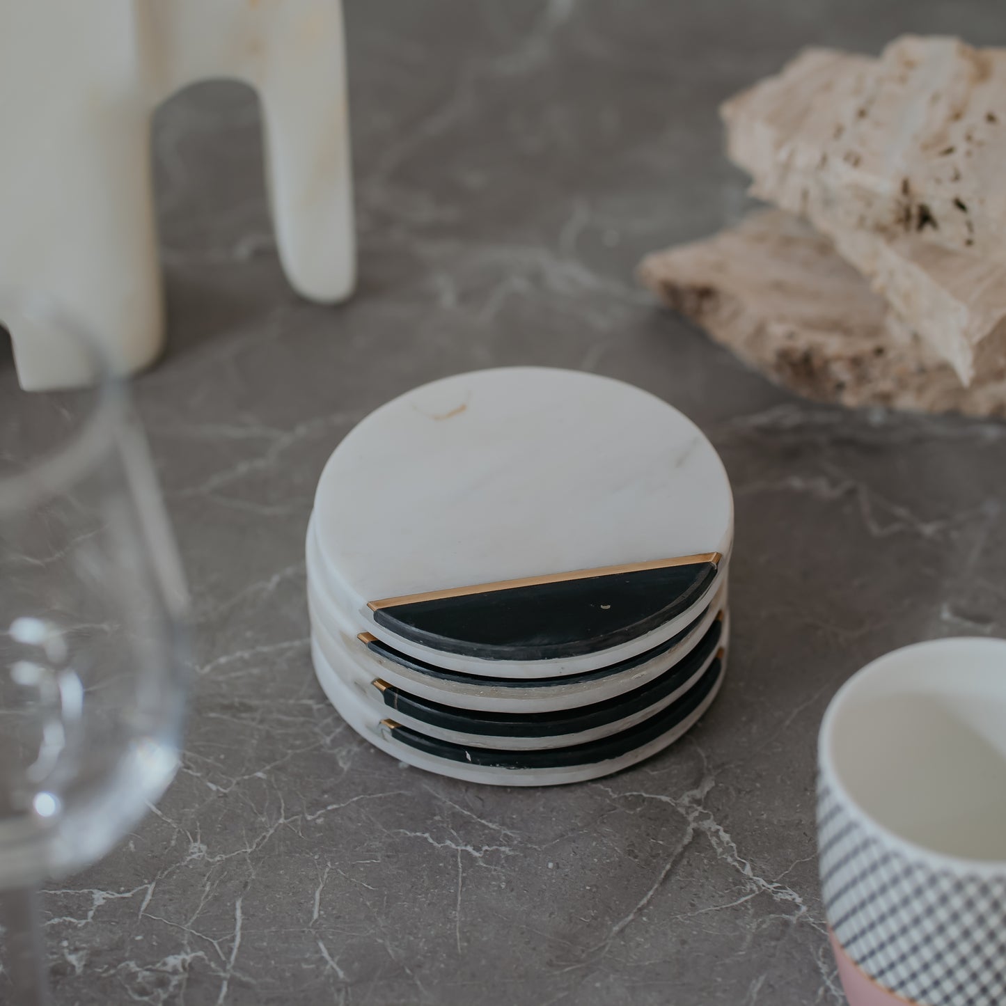 White Marble Coasters Set of 4