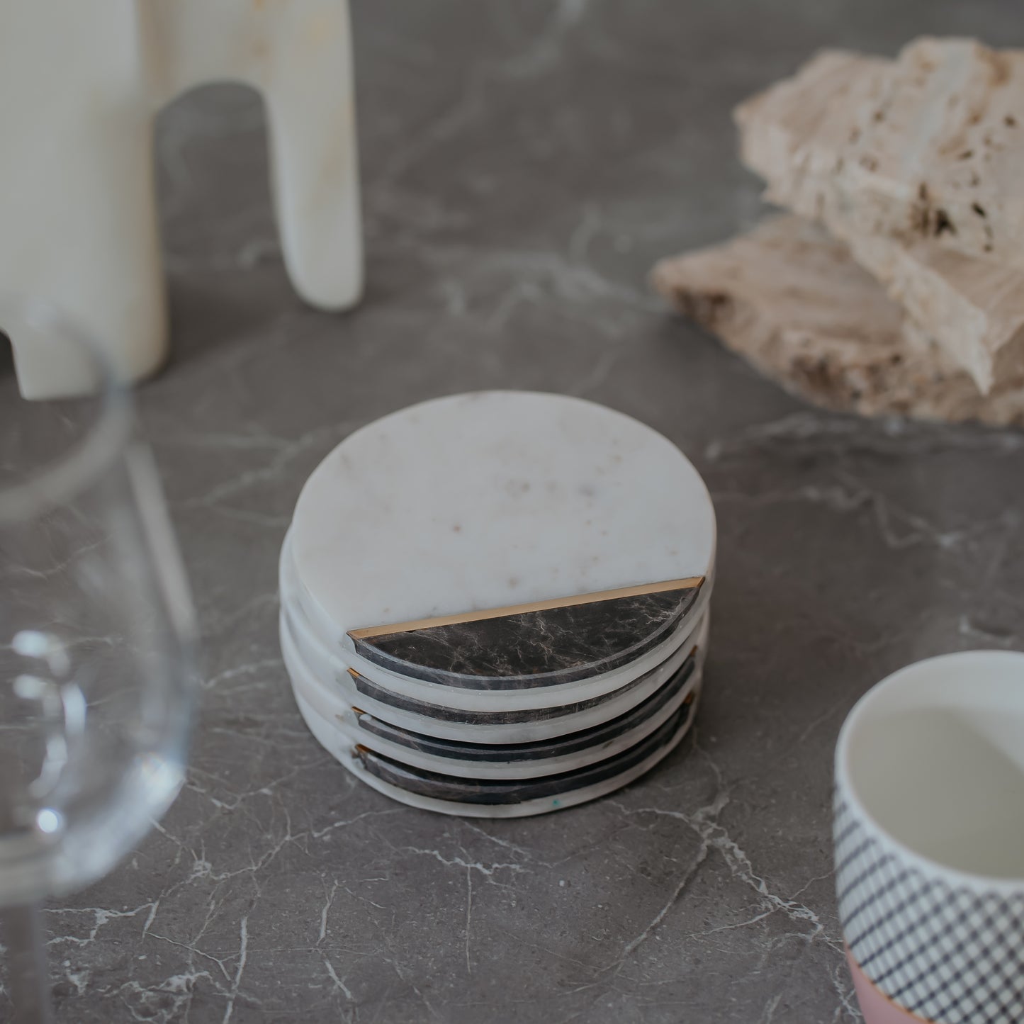 White Marble Coasters Set of 4