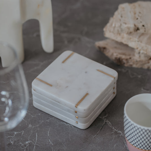 White Marble Coasters Set of 4