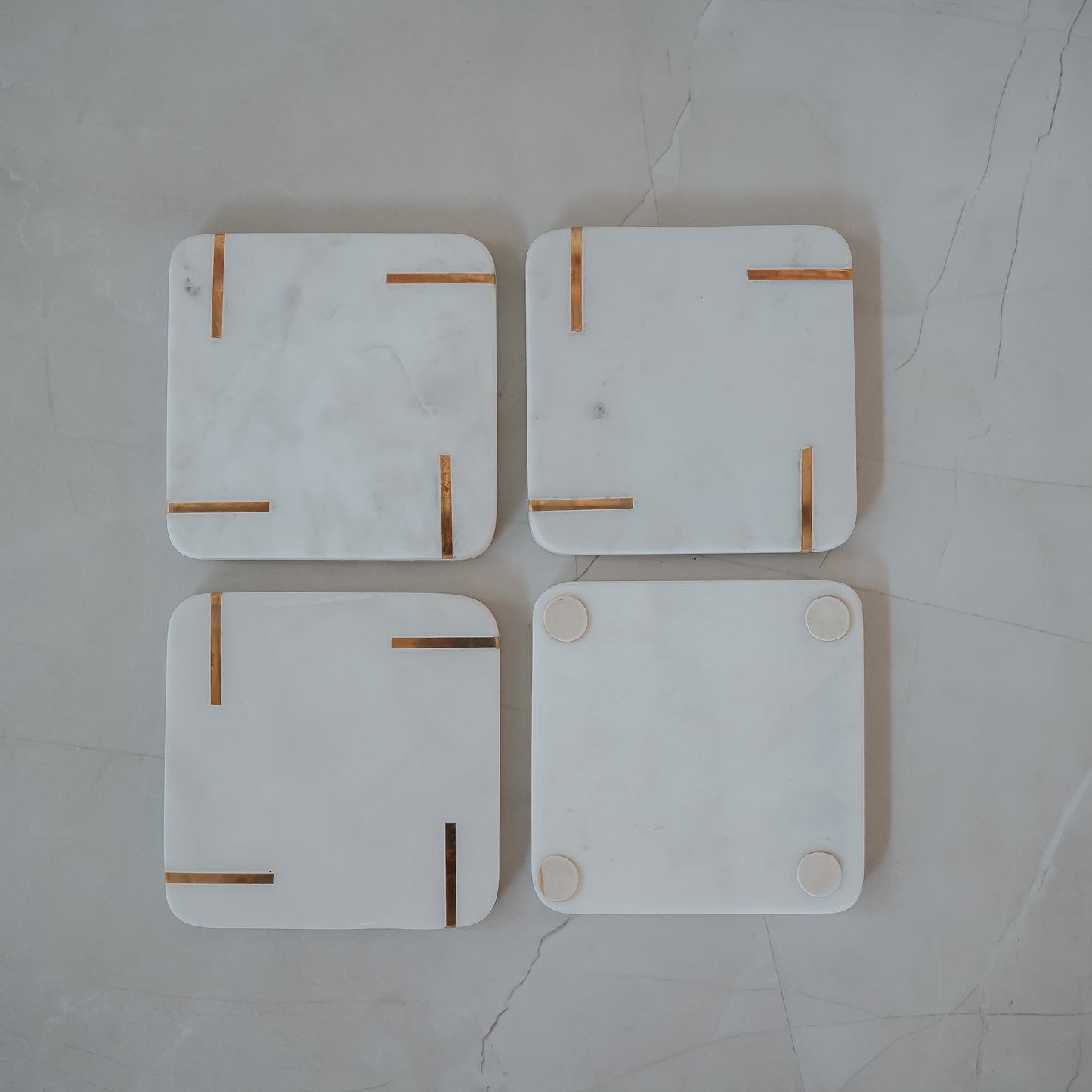 White Marble Coasters Set of 4