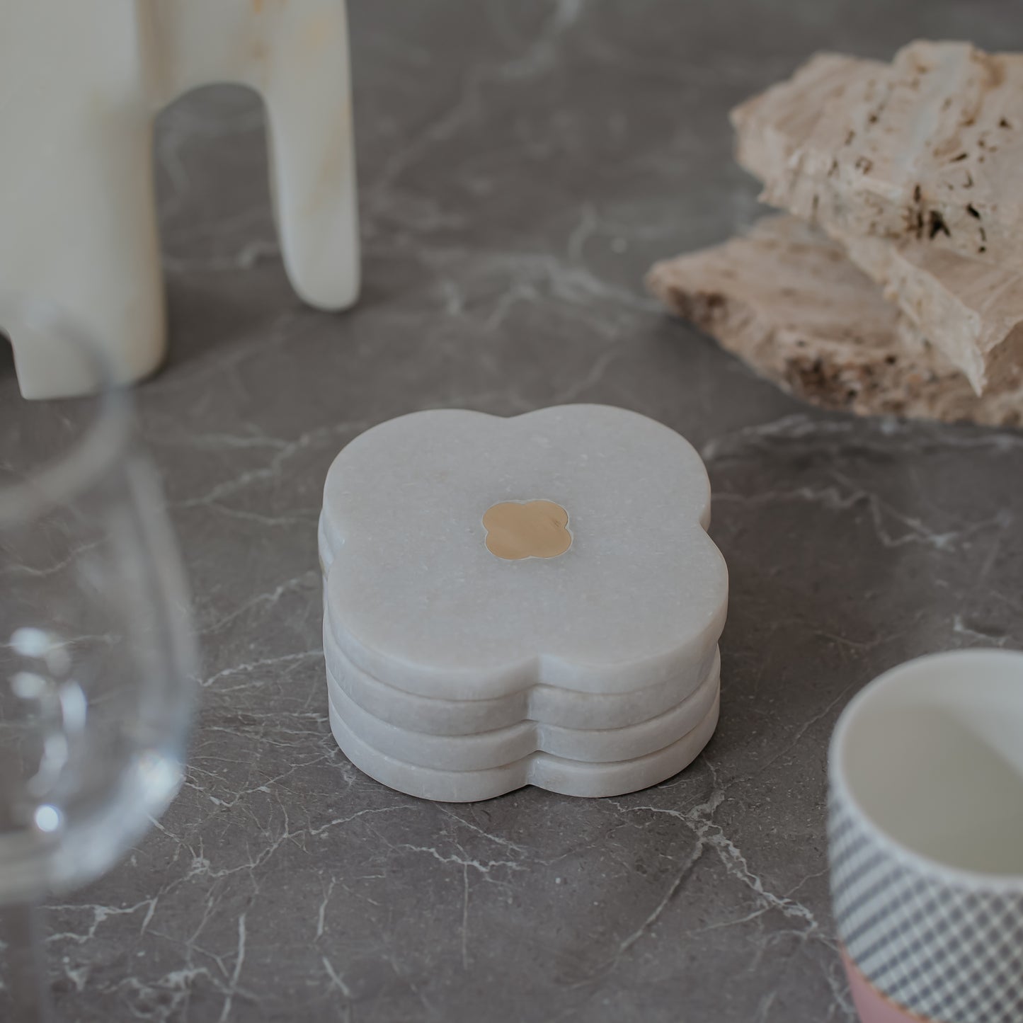 White Marble Coasters Set of 4