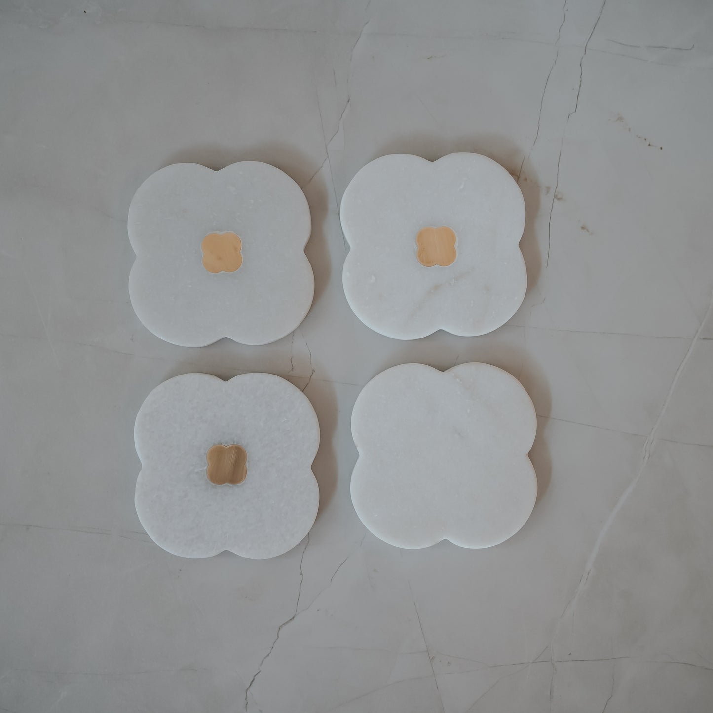 White Marble Coasters Set of 4