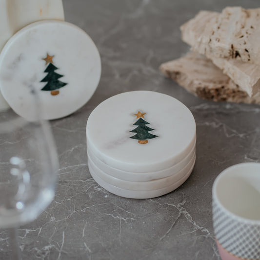 White Marble Coasters Set of 4